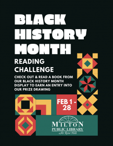 black history month reading challenge at milton library